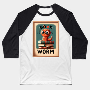 Adorable Book Worm Reads, Book Lover Gift. Baseball T-Shirt