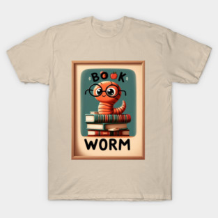 Adorable Book Worm Reads, Book Lover Gift. T-Shirt