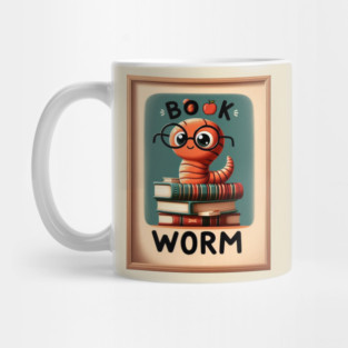 Adorable Book Worm Reads, Book Lover Gift. Mug