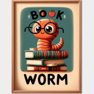 Adorable Book Worm Reads, Book Lover Gift. Posters and Art