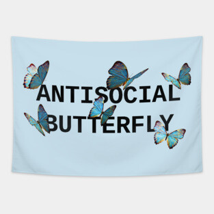 ANTISOCIAL BUTTERFLY BLUE Tapestry