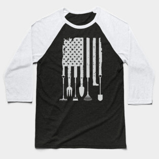 Vintage American Flag Gardener Gardening Tools 4th Of July Baseball T-Shirt