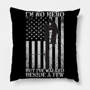 Vintage Patriotic Lineman American Flag Electrical Power Lineman Pillow