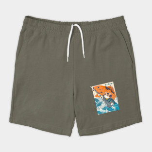 Samurai cat and koi fish Shorts