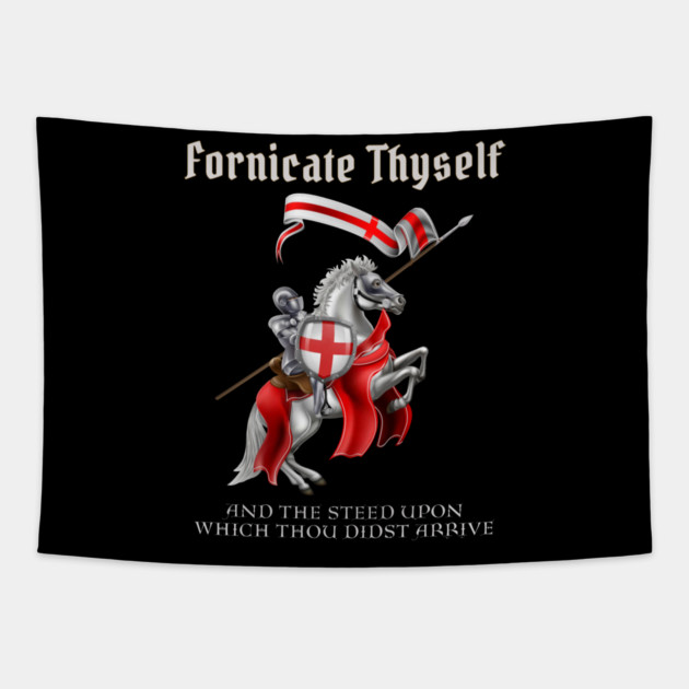 Fornicate Thyself Funny Medieval Renaissance Tapestry by QuirkyQuest Creations