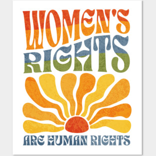Womens Rights are Human Rights Feminist Boho Rainbow Posters and Art