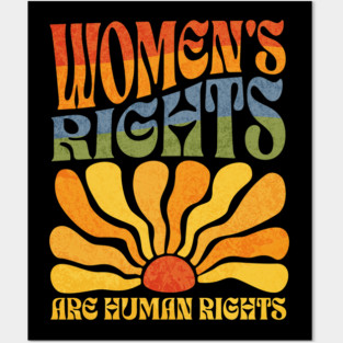 Womens Rights are Human Rights Feminist Boho Rainbow Posters and Art