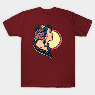 Traditional Retro Girl With Rose On Her Hair T-Shirt