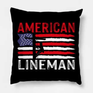 American Lineman USA Flag Electrician Lineman Funny Pillow