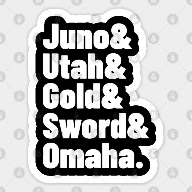 WWII History D-Day Beaches Juno Utah Gold Sword Omaha Sticker by Yesteeyear