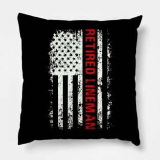 Retired Lineman USA American Flag Electric Power Lineman Pillow