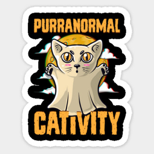 Funny Cat Ghost Halloween Humorous Trick or Treat Gift Sticker