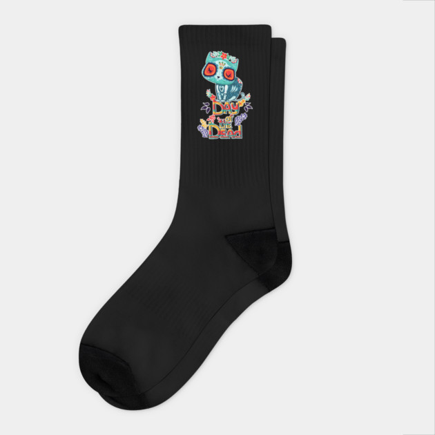 Sugar Skull Cat Day of the Dead Dia de los Muertos Cute Socks by creative