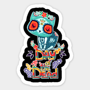 Sugar Skull Cat Day of the Dead Dia de los Muertos Cute Magnet