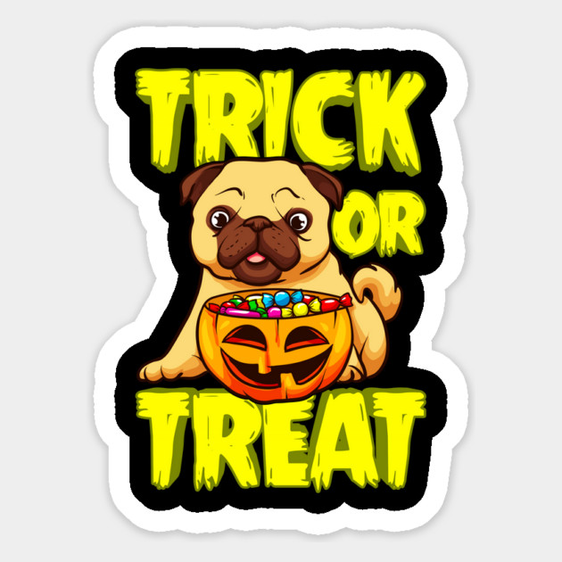 Trick or Treat Pug Dog Funny Halloween Jack o Lantern Magnet by creative