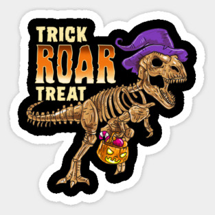 Trick Roar Treat Halloween Funny T-Rex Dinosaur Sticker