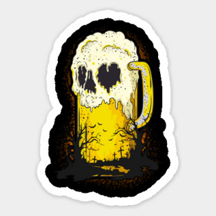 Halloween Beer Mug Skull Spooky Cemetery Trick or Treat Magnet