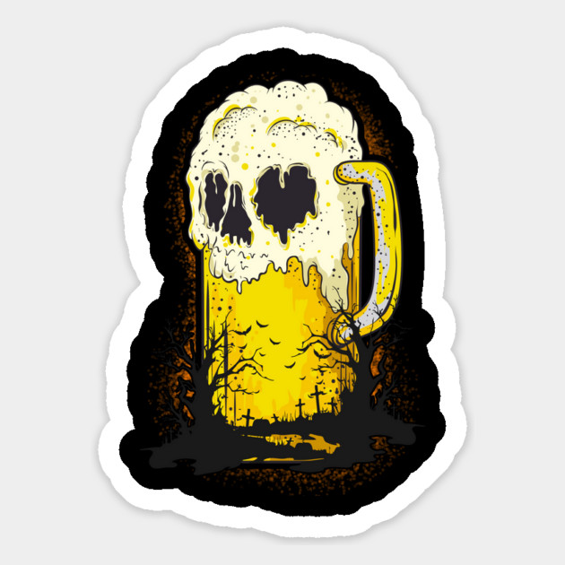 Halloween Beer Mug Skull Spooky Cemetery Trick or Treat Magnet by creative