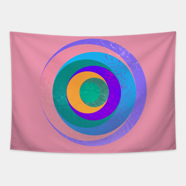 Aqua Orbital Rings Tapestry by casualteesinc