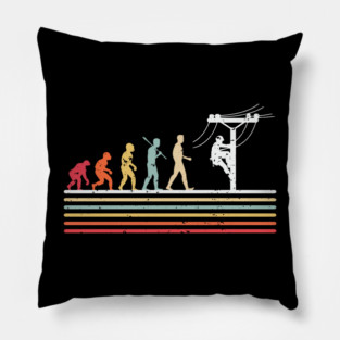 Funny Lineman Evolution Electric Power Lineman Retro Vintage Pillow