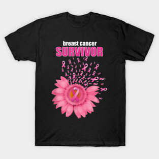 Pink Ribbon Daisy Floral Breast Cancer Survivor T-Shirt