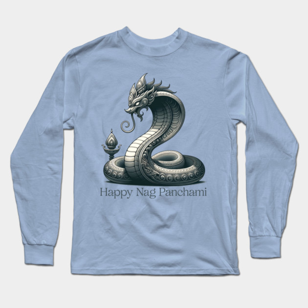 Elegant Naga Panchami Cobra Long Sleeve T-Shirt by HolidayBug