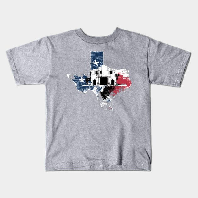 Texas Vintage Map Flag The Alamo San Antonio Texas Pride Kids T-Shirt by JessArty