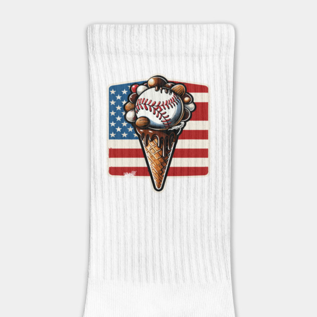 Patriotic Ice Cream Cone American Flag Baseball by JessArty