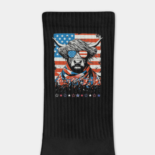 USA Patriotic Highland Cow 4th July by JessArty