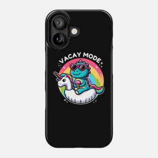 “Chill Summer Vibes - Dinosaur on Unicorn Float” Phone Case