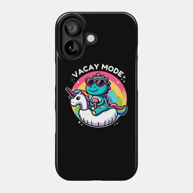 “Chill Summer Vibes - Dinosaur on Unicorn Float” Phone Case by MakerMind8.2