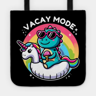 “Chill Summer Vibes - Dinosaur on Unicorn Float” Tote