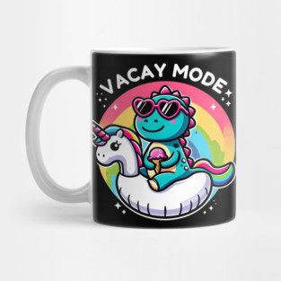 “Chill Summer Vibes - Dinosaur on Unicorn Float” Mug