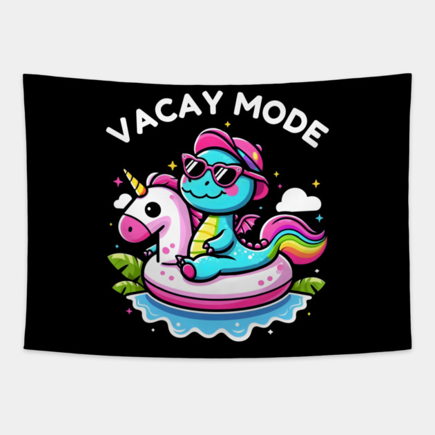 Sunny Day Unicorn Pool Party Tapestry by MakerMind8.2