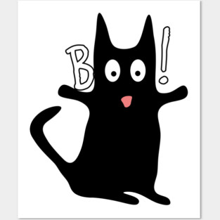 Black Cat Halloween Design Posters and Art