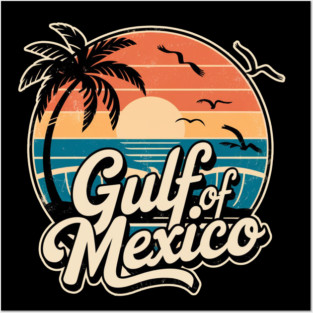 GULF OF MEXICO - SUNSET VINTAGE Posters and Art