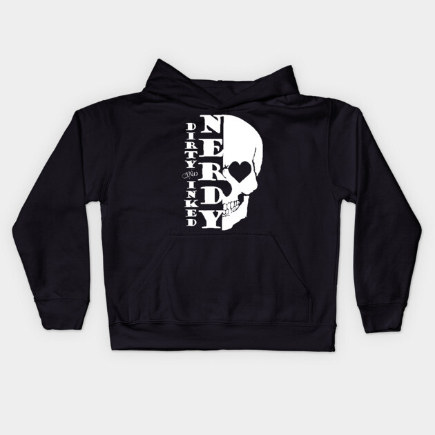Skull and Words Kids Hoodie by DickinsonDesign