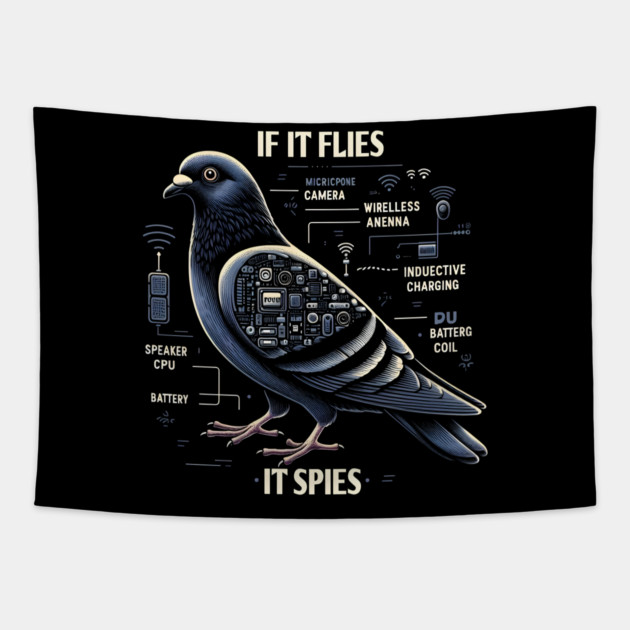 If It Flies It Spies Tapestry by MakerMind8.2