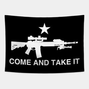 Come And Take It AR15 MK12 LPVO Rifle Texas Flag Tapestry