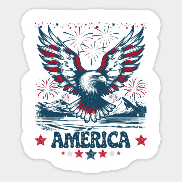 Eagle American Patriotic Fireworks Magnet by JessArty