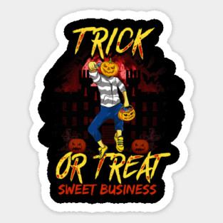 Trick or Treat Nasty Pumpkin Head Guy Halloween Sticker