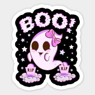 Boo! Girl Cute Ghost Funny Humor Halloween Sticker