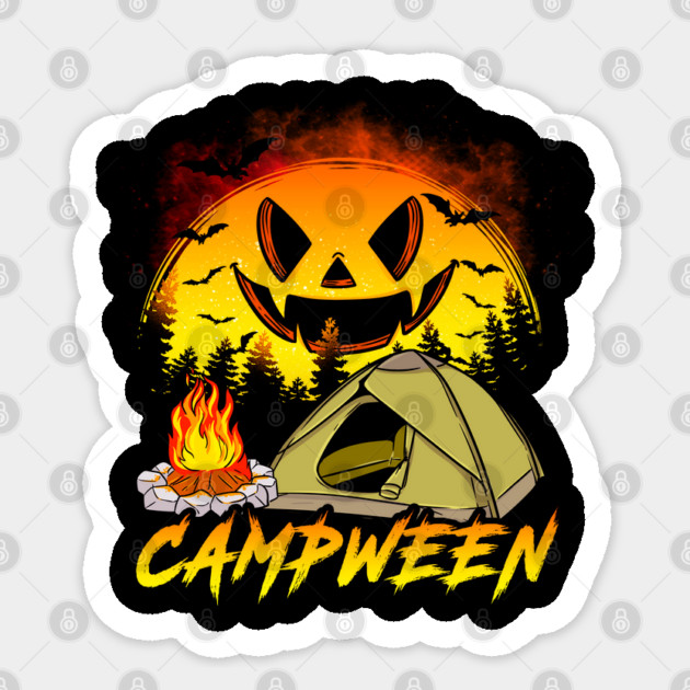 Halloween + Camping = Campween Funny Jack O-Lantern Full Moon Sticker by creative