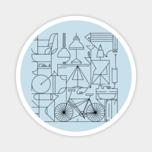 Everyday Objects Abstract Drawing Magnet