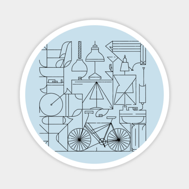 Everyday Objects Abstract Drawing Magnet by Vinokurio