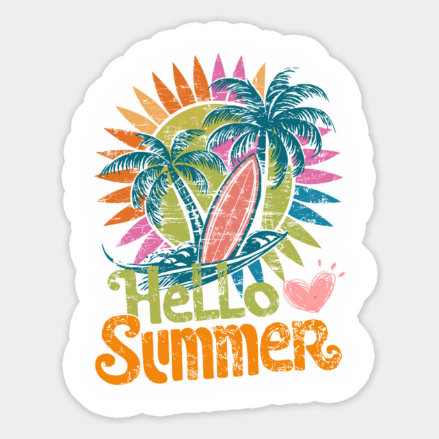 Hawaii Beach Vacation Palm Retro Sunset with Surfing Wave Magnet by JessArty