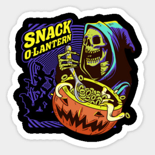 Snack O-Lantern Halloween Death Skeleton Eating Cereal Sticker