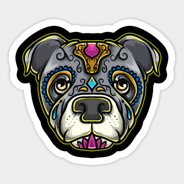 Pitbull Sugar Skull Dia de los Muertos Beautiful Halloween Magnet by creative
