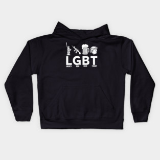 Donald Trump LGBT Parody T-Shirt: Liberty, Gun, Beer, and Trump Kids Hoodie