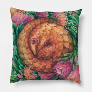 Watercolor pangolin Pillow